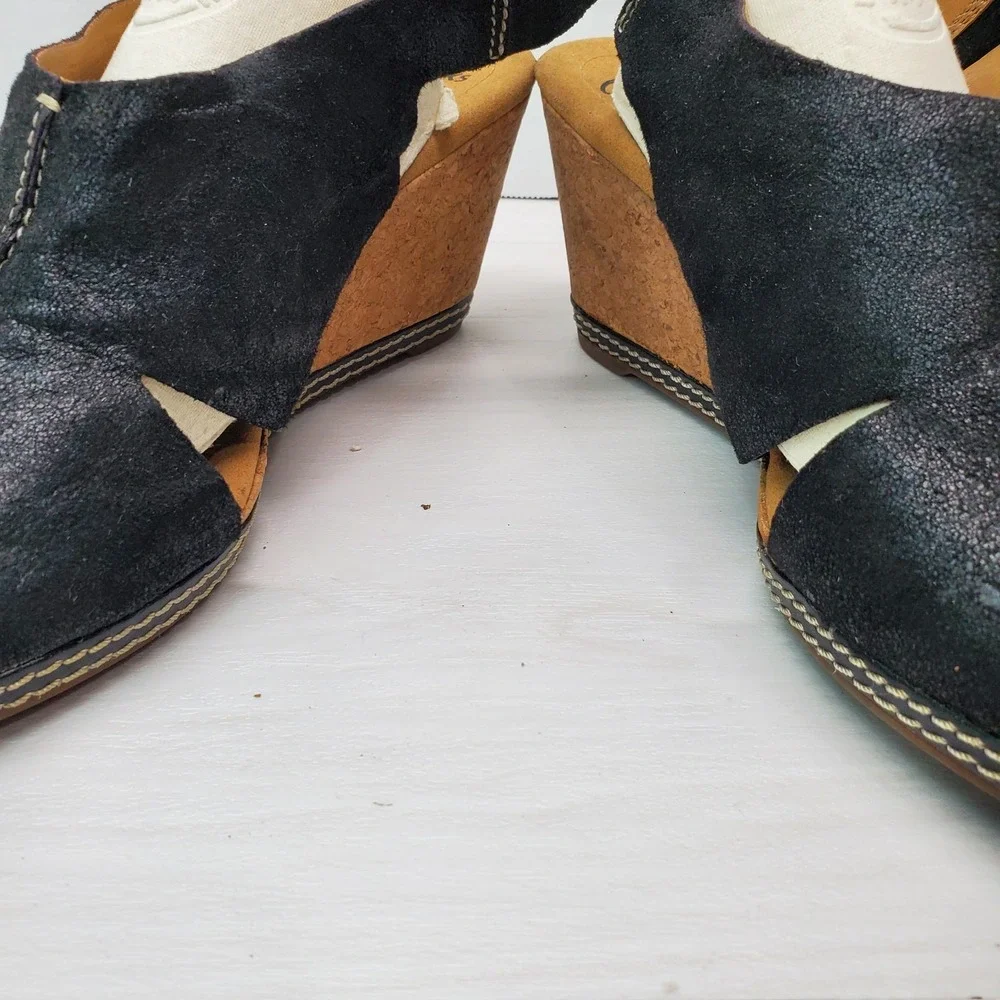 Collection By Clarks Cushion Soft Summer Sandals Size 9 Black‎ Leather Fast Ship